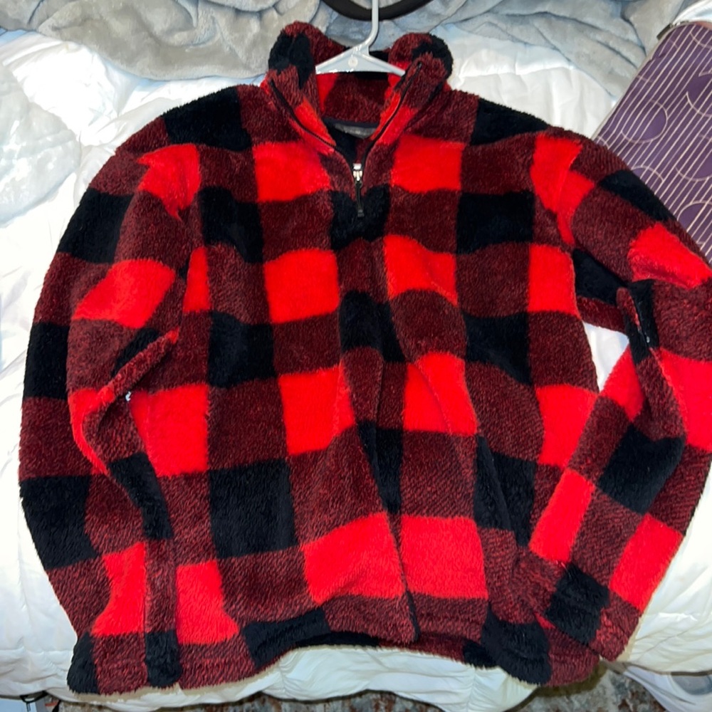 Cozy plaid pull over